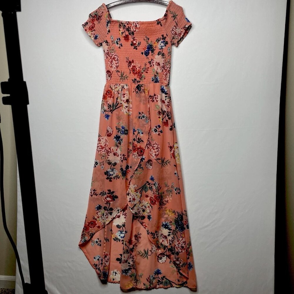 Derek Heart Floral Maxi Dress Women's Size Small Asymmetrical (Hi-Low) EUC